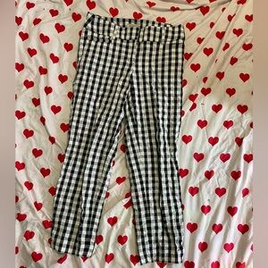 LOFT Black and White Gingham Ankle Pants